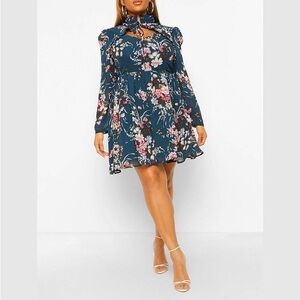 Womenswear Floral High Neck Skater Dress